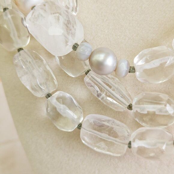 Silpada Triple-Strand Quartz, Pearl & Sterling Necklace - Picture 3 of 5